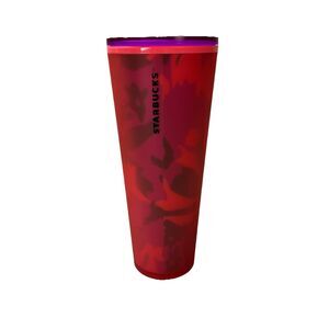 2022 Starbucks Spring Red Floral Soft Touch 24oz Tumbler Venti Cold Cup NO STRAW